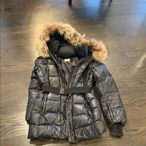 Black Puffer Jacket with Fur Hood